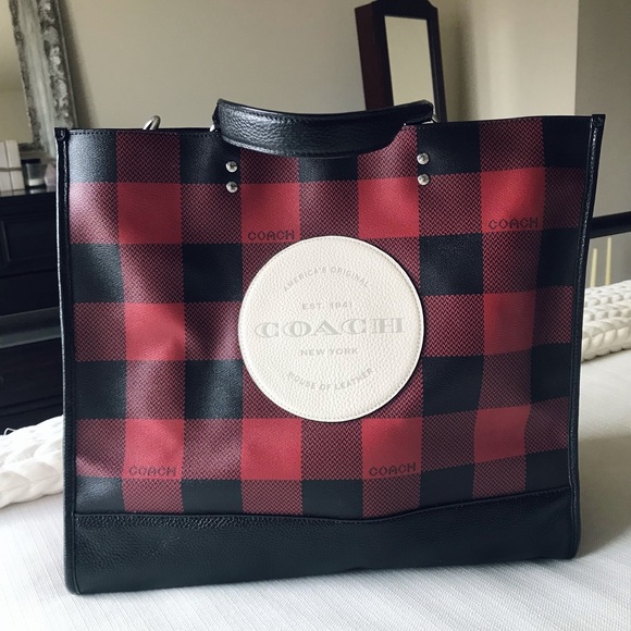 Coach Dempsey Tote Bag 40 With Buffalo Plaid Print And Coach Patch - Picture 4 of 16